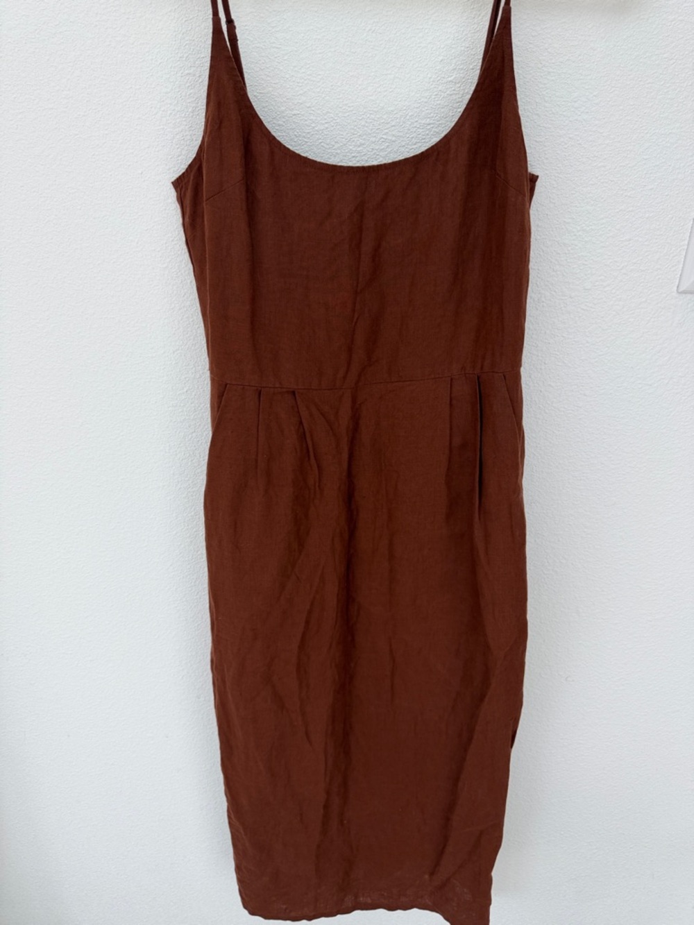 Quince Linen Midi Slip Dress in Chocolate Brown